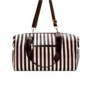 Alice + Olivia Positano Black White Striped Women's Duffle Bag